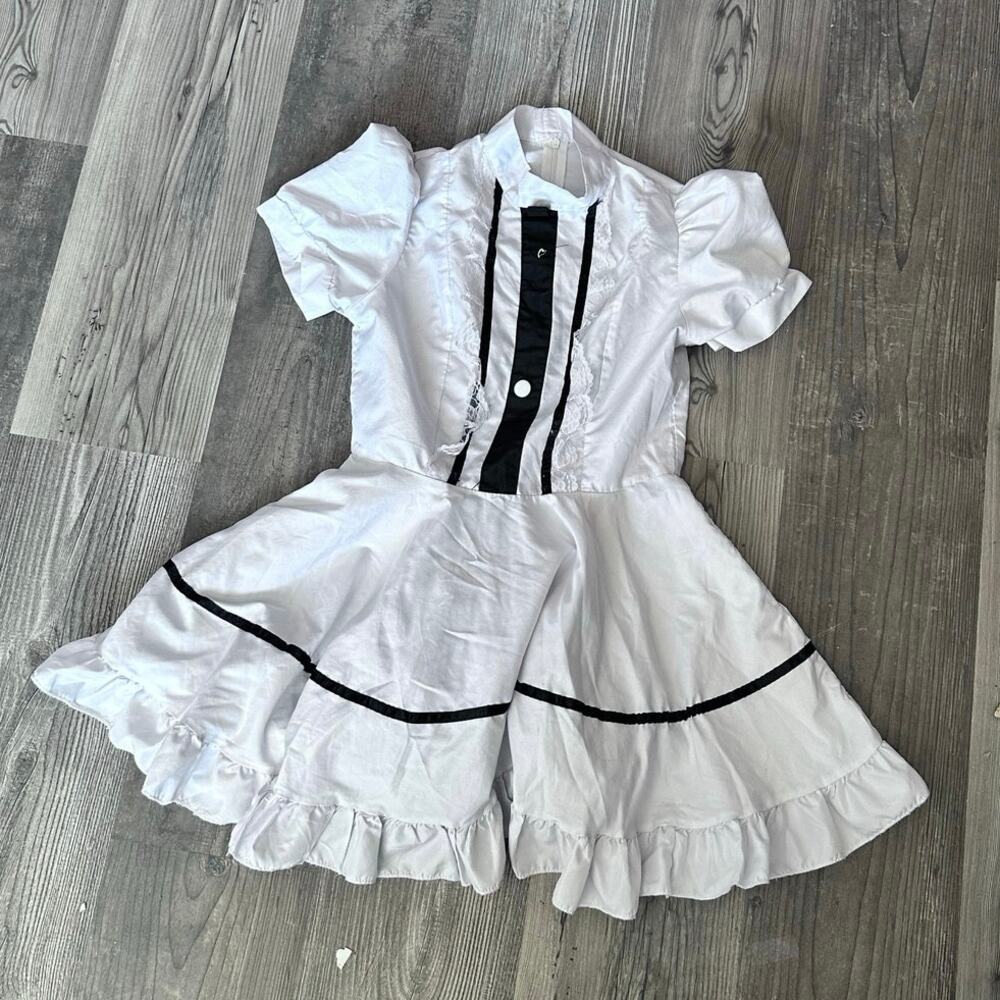 no brand black and white turtleneck fit and flare dress